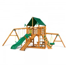 Frontier Swing Set w/ Amber Posts & Sunbrella Canvas Forest Green Canopy